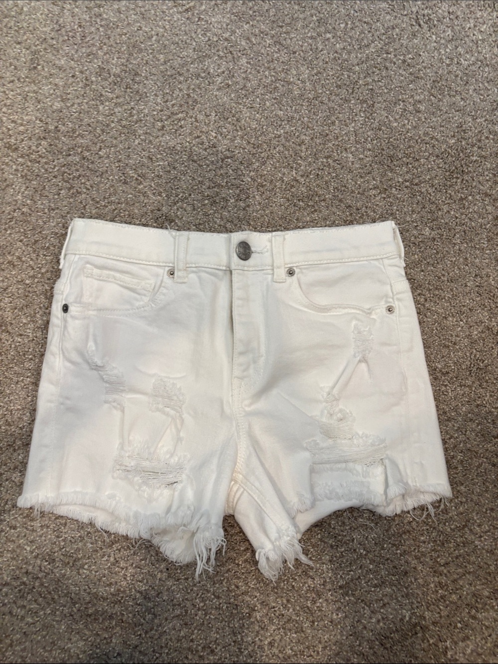 Express Women's White Distressed Denim Cutoff Shorts